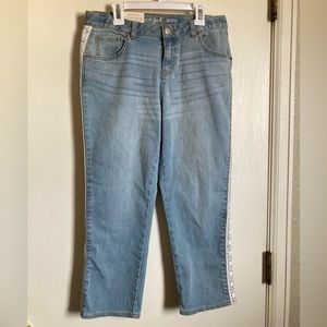 🌞Cat & Jack New Light Wash Balmy Blue Super Stretch Lace Detail Denim Jeans #IB